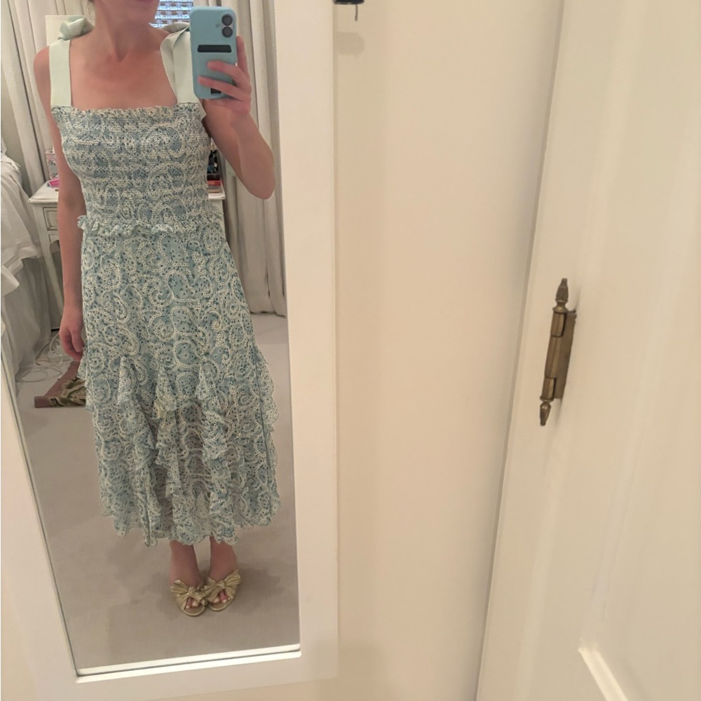 Elegant Blue Floral Dress